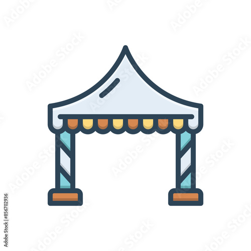 Color illustration icon for tent