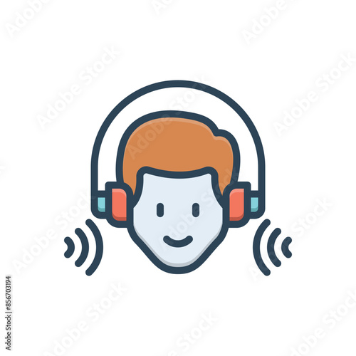 Color illustration icon for listening