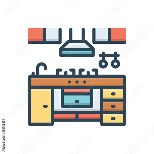 Color illustration icon for kitchen