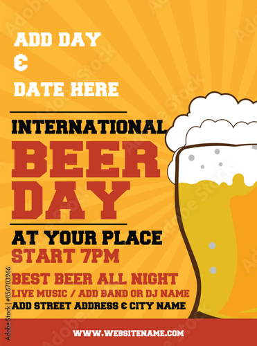 International beer day party flyer  poster social media post design