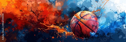 Wallpaper Mural Basketball Splash in Vibrant Hues Torontodigital.ca