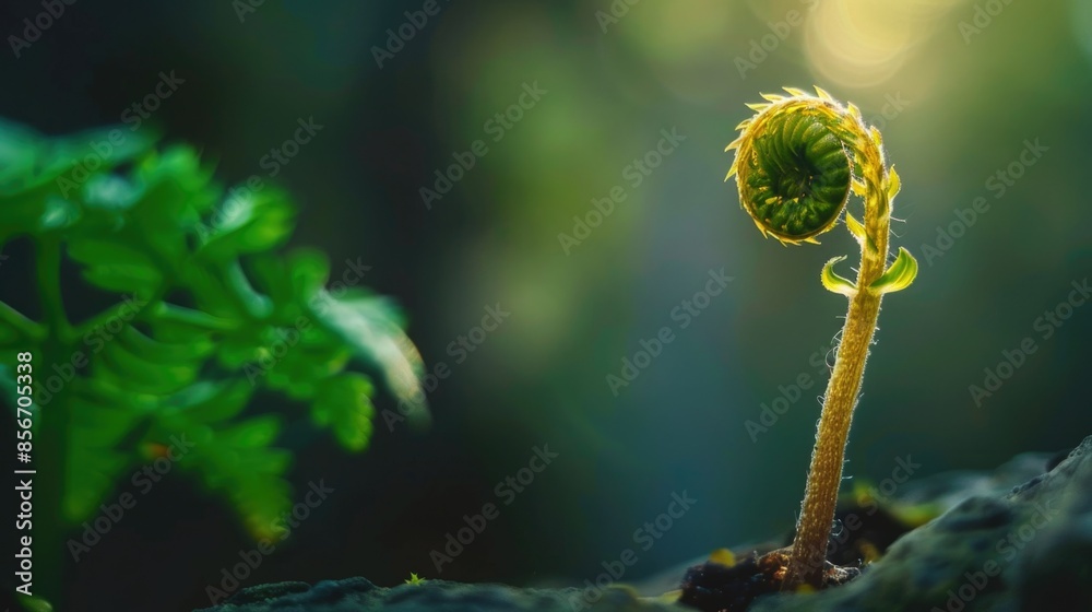 A tiny plant grows out of the earth, with green leaves and stems A tiny plant grows out of the earth, with green leaves and stems