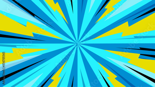 Gradient zoom effect background, Colorful flat comic style background, Comic pattern with halftone