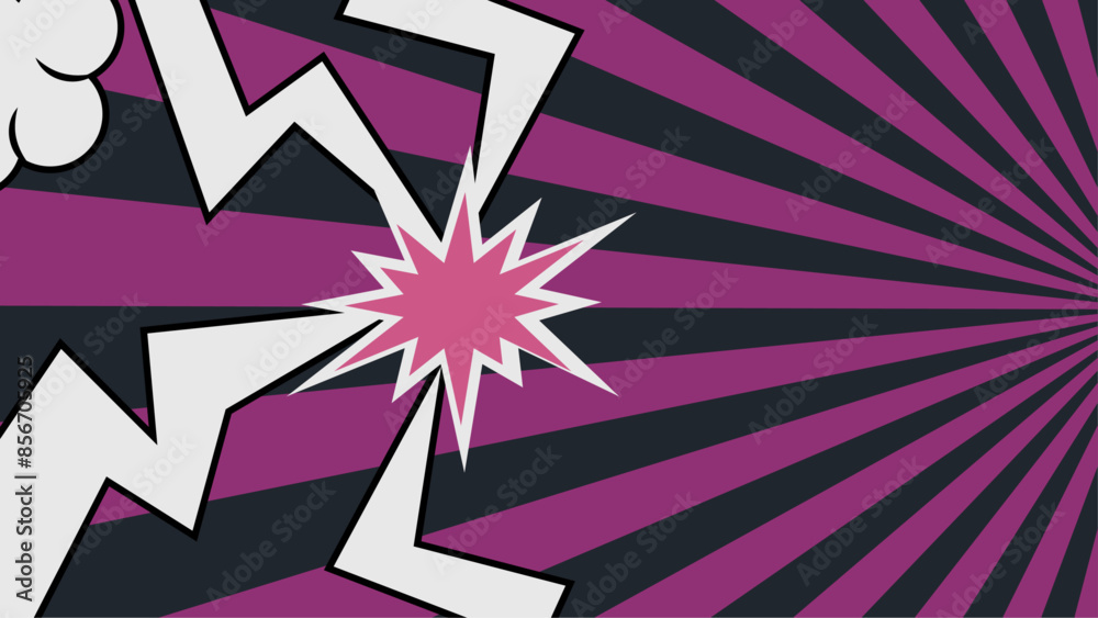 Comic style background in flat design, Hand drawn zoom effect background