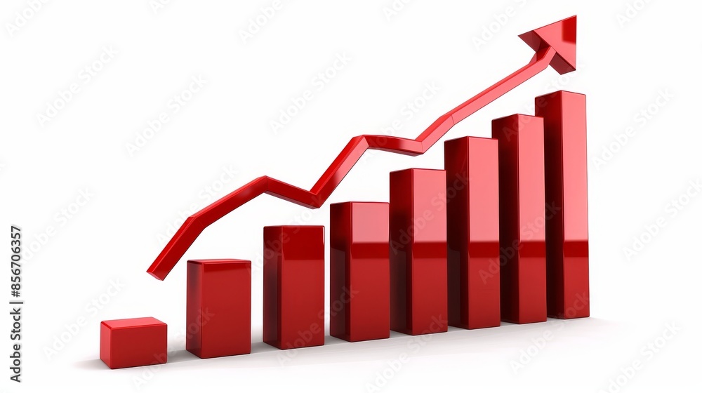 Growth diagram with arrow. 3d render on white Growth diagram with arrow. 3d render on white