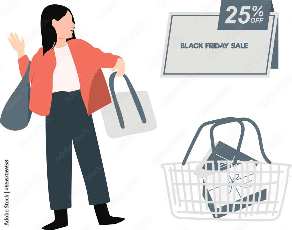 The girl is standing while holding shopping bags. The girl is standing while holding shopping bags.