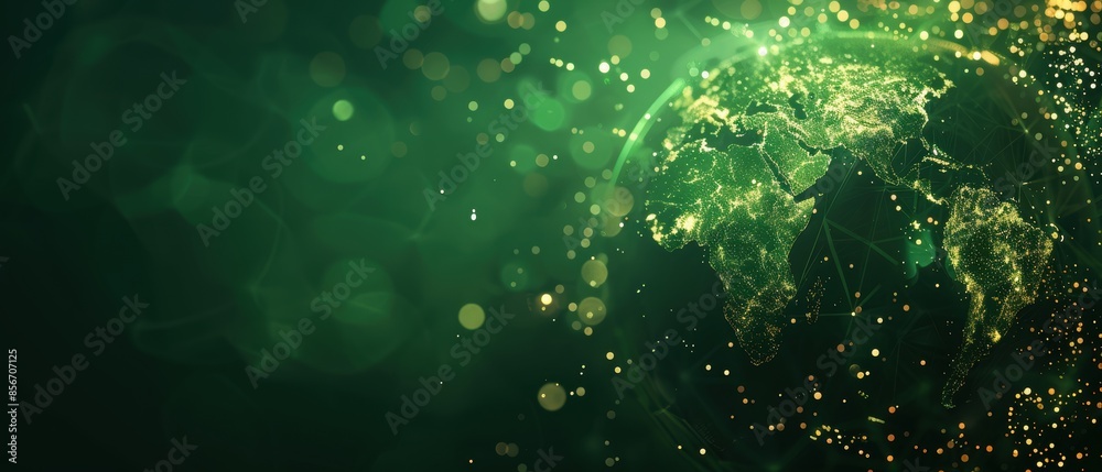 Green Earth Globe with Bokeh Lights. Green Earth Globe with Bokeh Lights.