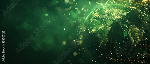 Green Earth Globe with Bokeh Lights.