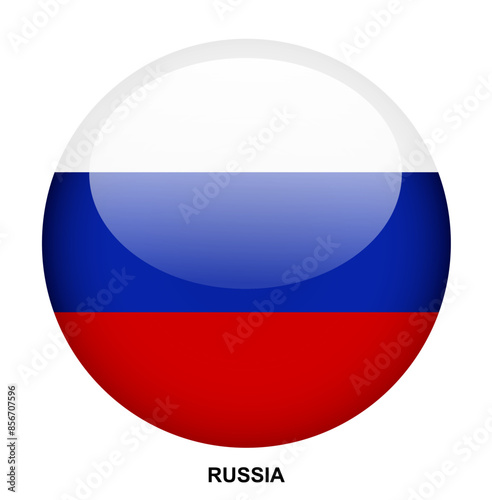 RUSSIA flag button on white background