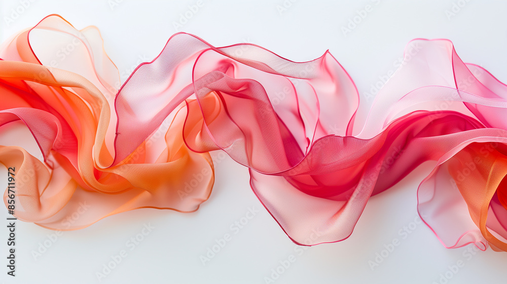 Fototapeta premium Artistic Arrangement of Flowing Pink and Orange Silk Ribbons