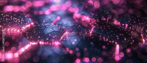 Abstract Pink and Blue Lights on Black Background. © Starkreal