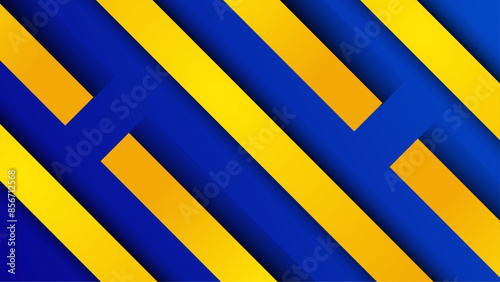 Layered shapes geometric abstract background with blue and yellow gradient