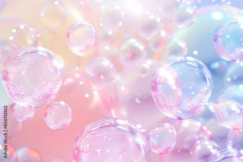 A background with pastel colored bubbles floating in the air, creating an ethereal and dreamy atmosphere soft pinks, blues, purples suitable for a romantic or whimsical theme. in the style of cartoon. A background with pastel colored bubbles floating in the air, creating an ethereal and dreamy atmosphere soft pinks, blues, purples suitable for a romantic or whimsical theme. in the style of cartoon.