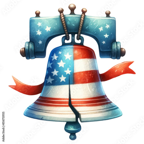 Patriotic Liberty Bell with American Flag