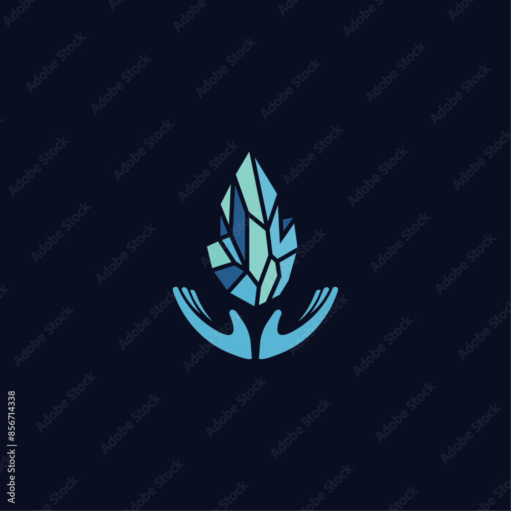 Obraz premium Minimalist Hand with Crystal Logo Icon Vector