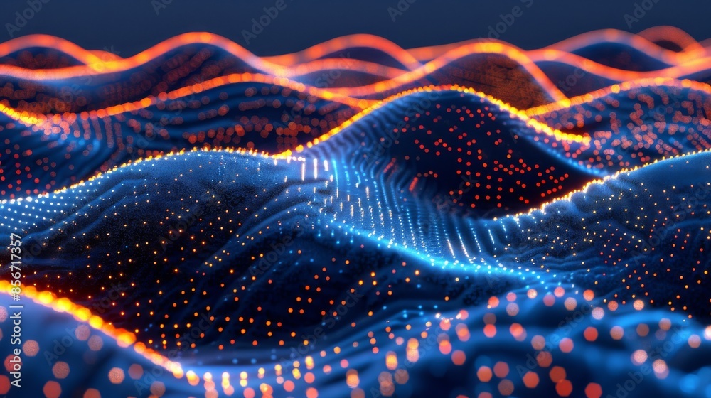 Abstract Digital Landscape with Glowing Lights Abstract Digital Landscape with Glowing Lights