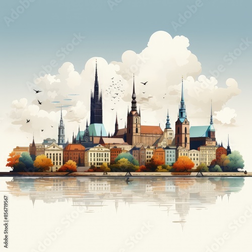Colorful poster of the Krakow city