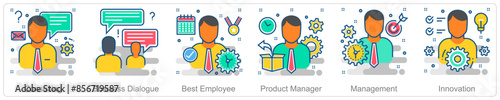 A set of 6 Business icons as consulting, business dialogue, best employee