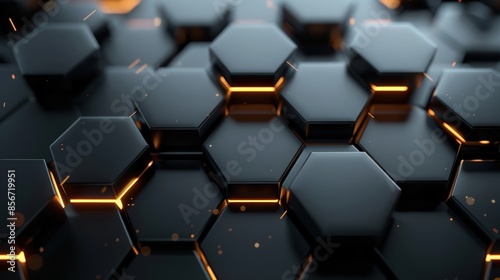 Hexagonal abstract metal background with light 