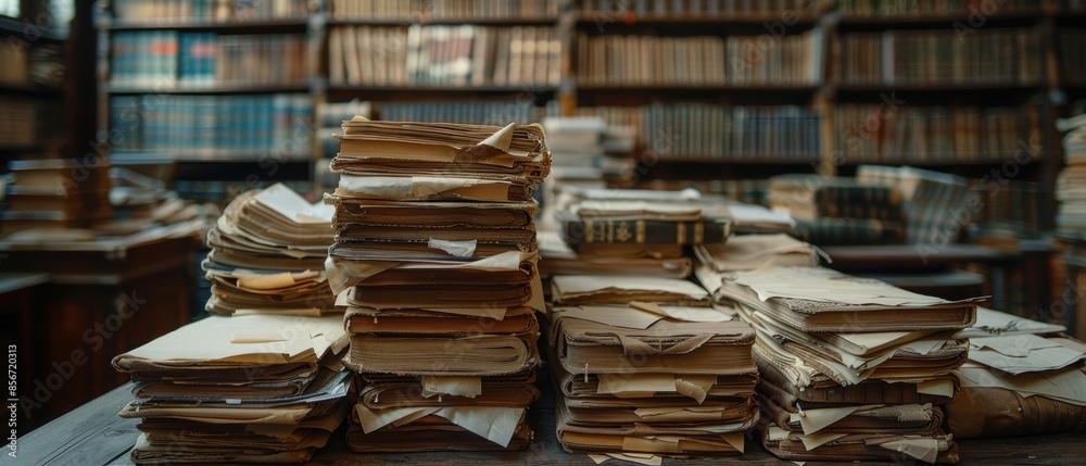 Stack of Old Books in a Library. Stack of Old Books in a Library.
