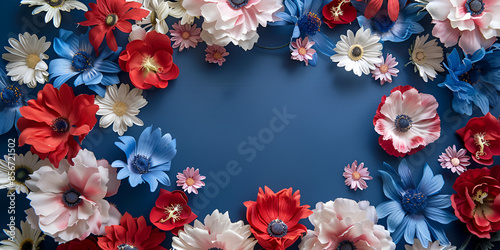 Wallpaper Mural Red, White, and Blue Flower Frame | Floral Border with Patriotic Colors
 Torontodigital.ca