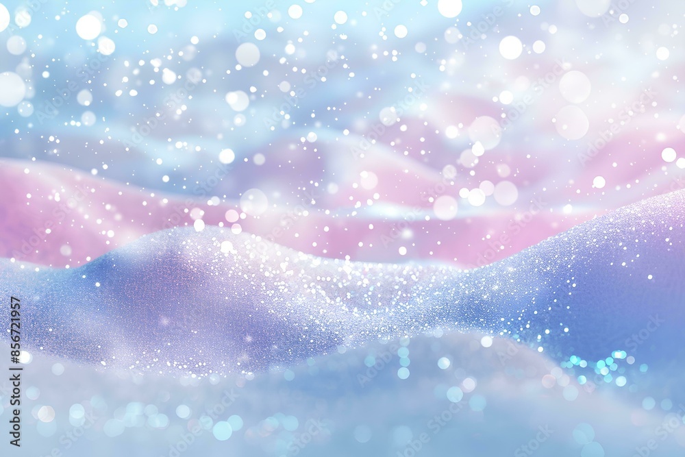 Cute pastel pink and blue background with glitter, snow and ice in a closeupBackground for product presentation, design or advertising. snowy hills in a winter landscape. Christmas card. Cute pastel pink and blue background with glitter, snow and ice in a closeupBackground for product presentation, design or advertising. snowy hills in a winter landscape. Christmas card.