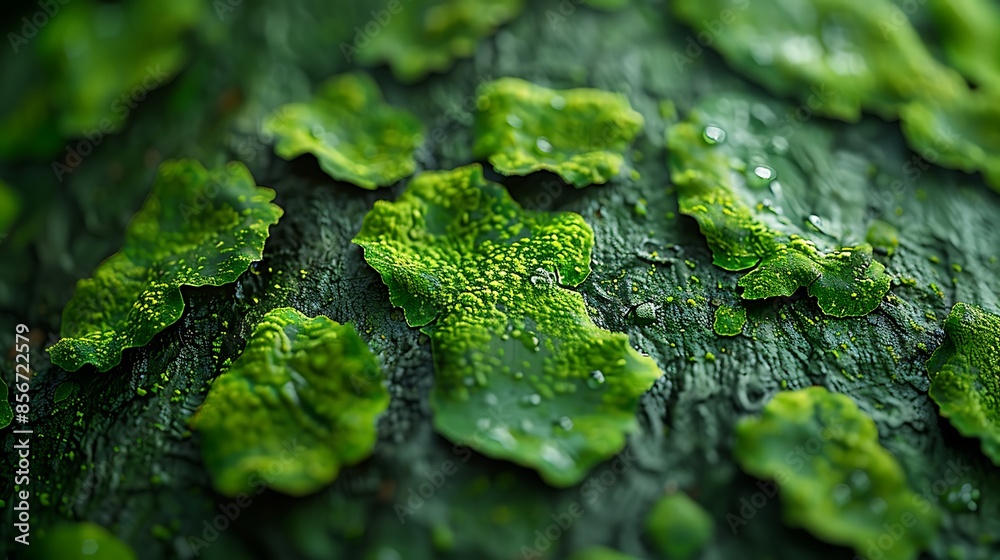 A close-up view of moss-covered tree bark, showcasing the rich green textures and the roughness of the bark, earthy and vibrant tones, organic and natural feel, hd quality, natural look 