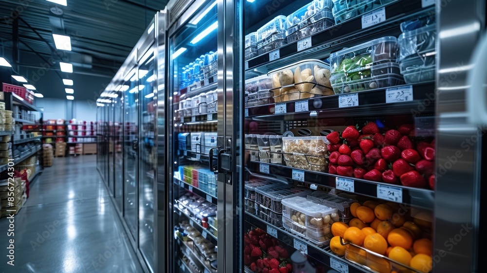 Refrigerated Food Section in a Grocery Store Refrigerated Food Section in a Grocery Store