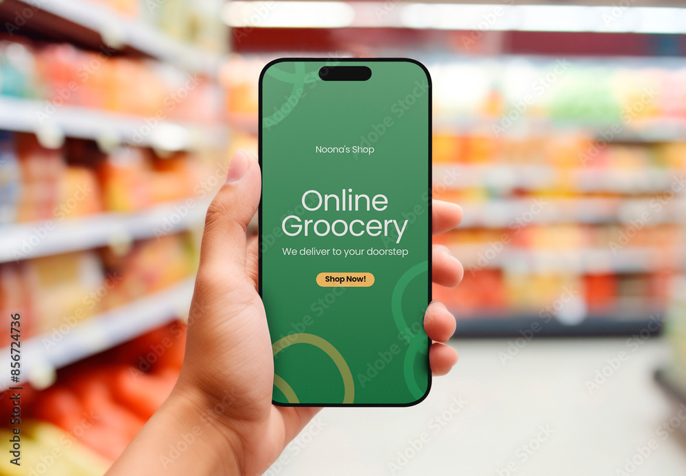 Hand Holding Smart Phone Mockup With Generative AI Stock Template ...