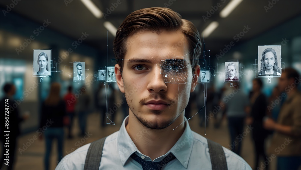 Obraz premium The ethical implications of facial recognition technology in public spaces ai-generated