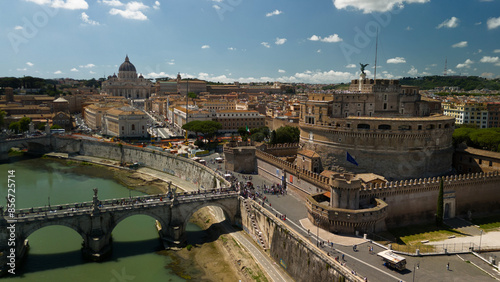 Canvas Print Aerial image at Rome on a sunny day with clear blue sky