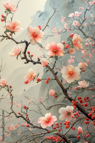 Elegant Abstract Flowers Picture Frame Vector Art