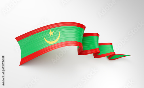 Free Download 3d Flag Of Mauritania 3d Shiny Waving Twisted Ribbon Flag On White Background 3d Illustration - GFXLoad
