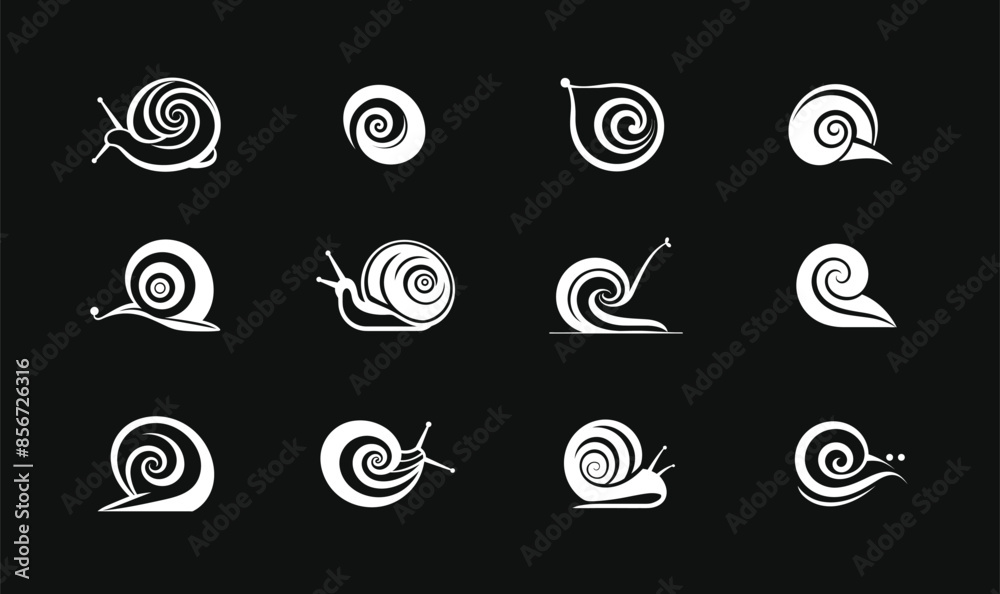Set of snail icon or logo isolated sign symbol. Vector illustration - Collection of high quality black and white style. Vector icons Set of snail icon or logo isolated sign symbol. Vector illustration - Collection of high quality black and white style. Vector icons