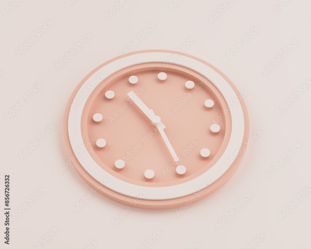Minimalist Pastel Pink And White Rounded Wall Clock 10:25 Ten Twenty Five Time 3D Illustration Minimalist Pastel Pink And White Rounded Wall Clock 10:25 Ten Twenty Five Time 3D Illustration
