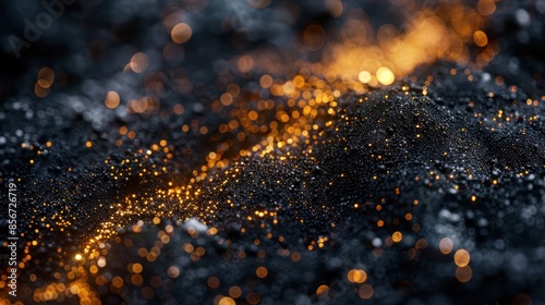Golden Sparkles on Dark Surface