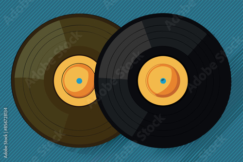vinyl records on a textured background. The image creates a retro or vintage atmosphere, evoking nostalgia for the times when vinyl was the main medium of music.