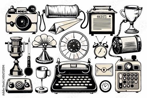 A collection of vintage items that are probably antiques or collectibles from different periods. The atmosphere they create is imbued with historical significance and a longing for a bygone era.