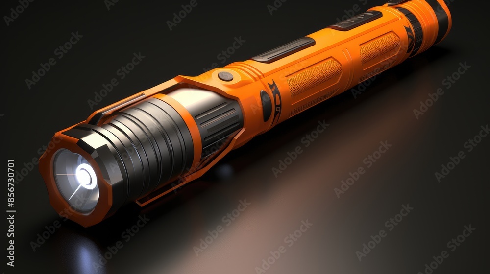 A big orange Flashlight on grey background