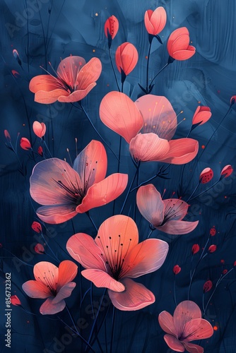 Elegant Abstract Flower Picture Frame With Pink Blossoms