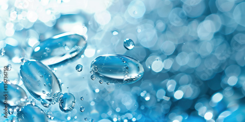Pro-Vitamin B5 (Panthenol): Moisturizing and Soothing Properties Illustrated with Blue Water Droplets photo