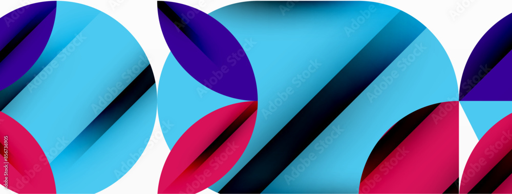 Circle, square and flower petal geometric background. Round shapes composition for wallpaper, banner, background or landing Circle, square and flower petal geometric background. Round shapes composition for wallpaper, banner, background or landing