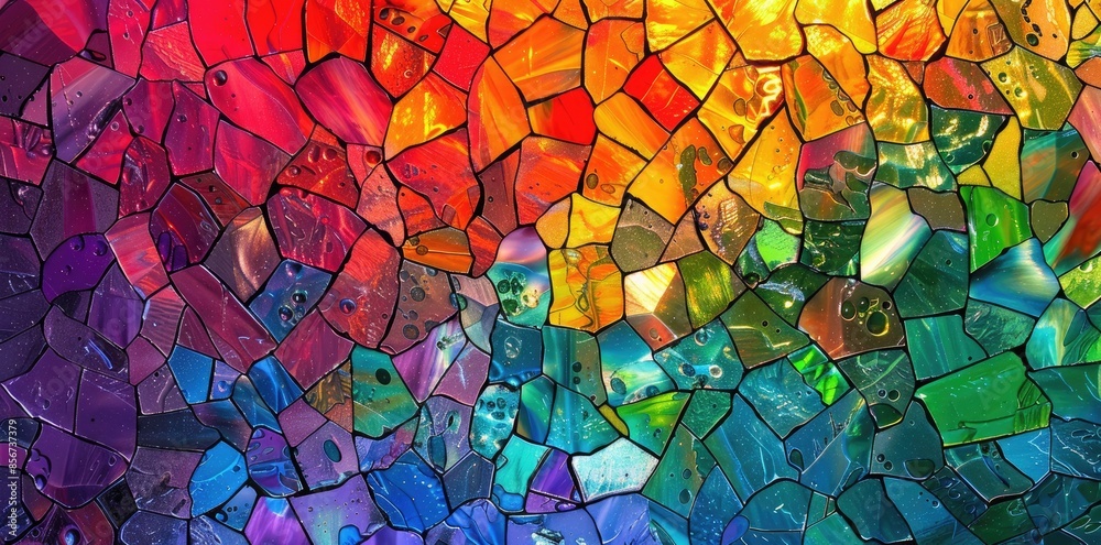 Vibrant mosaic of stained glass creating a beautiful pattern reminiscent of modern art Vibrant mosaic of stained glass creating a beautiful pattern reminiscent of modern art