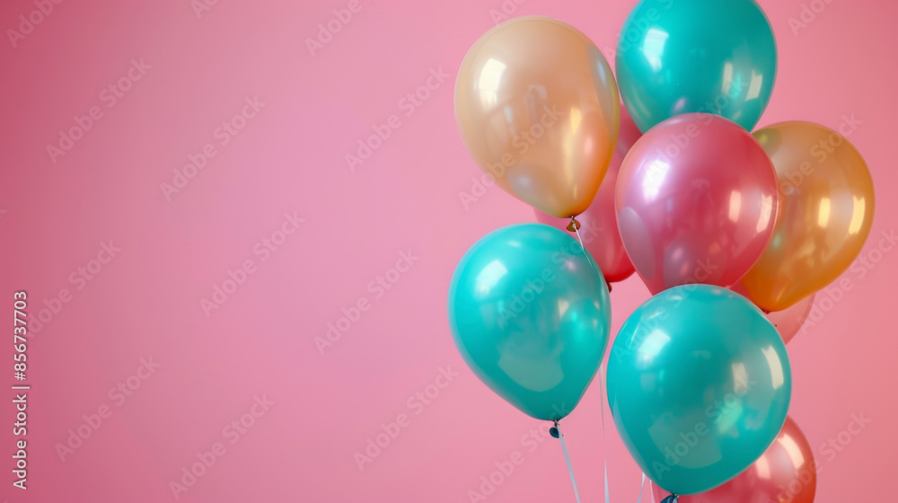 A vibrant birthday backdrop featuring balloons and space for text A vibrant birthday backdrop featuring balloons and space for text