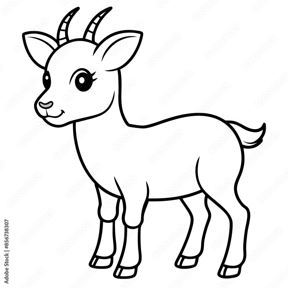 Fototapeta premium single baby nilgai line art vector 