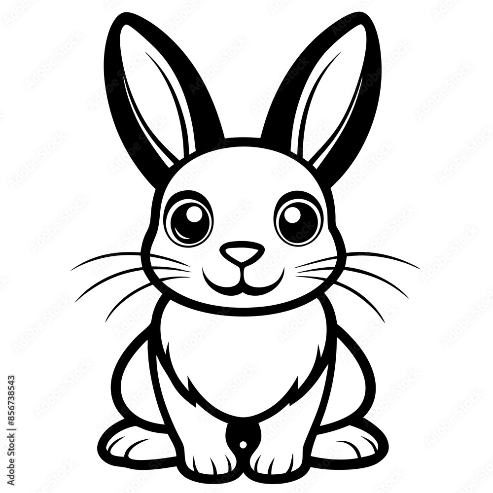 single baby rabbit line art vector