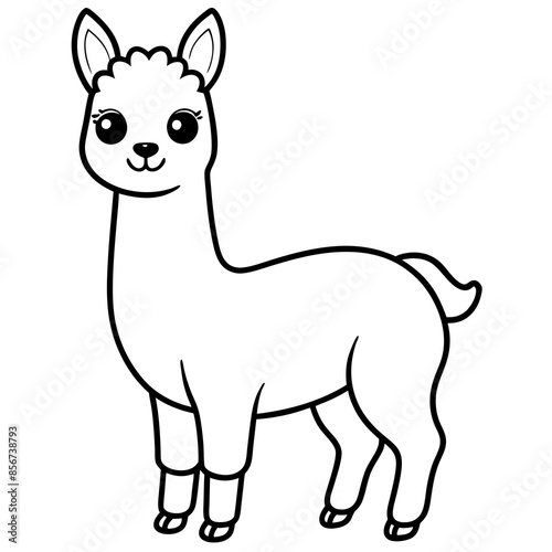 single baby vicuna line art vector