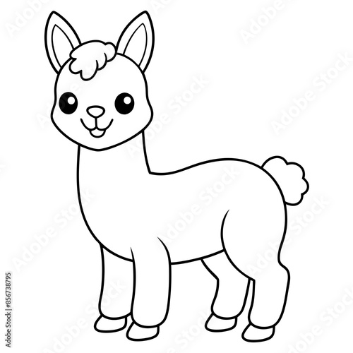 single baby vicuna line art vector
