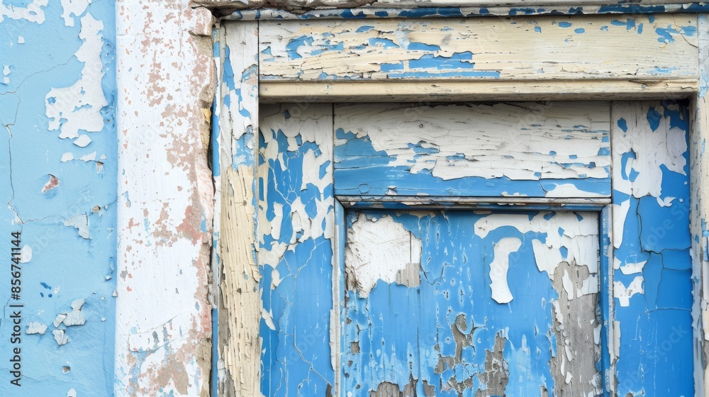 Doorframe with Layers of Blue and White Paint Chipping for Rustic and Vintage Textures Doorframe with Layers of Blue and White Paint Chipping for Rustic and Vintage Textures