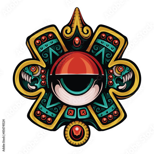 colorful Ollin, an Aztec symbol for movement illustration